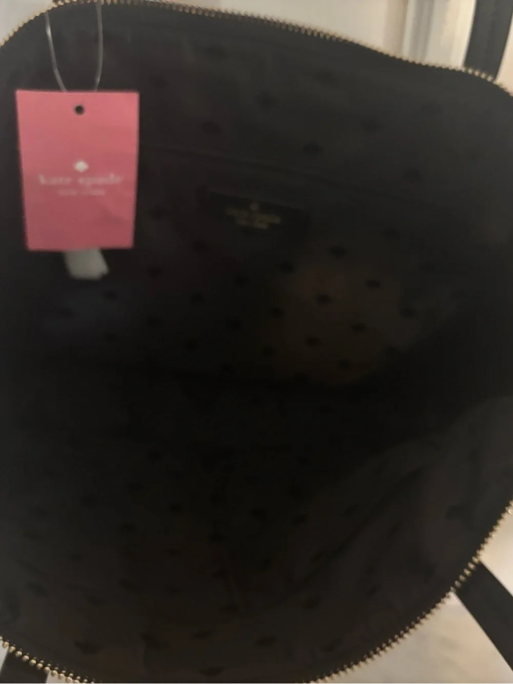 kate spade Black and White Striped Tote with Zip